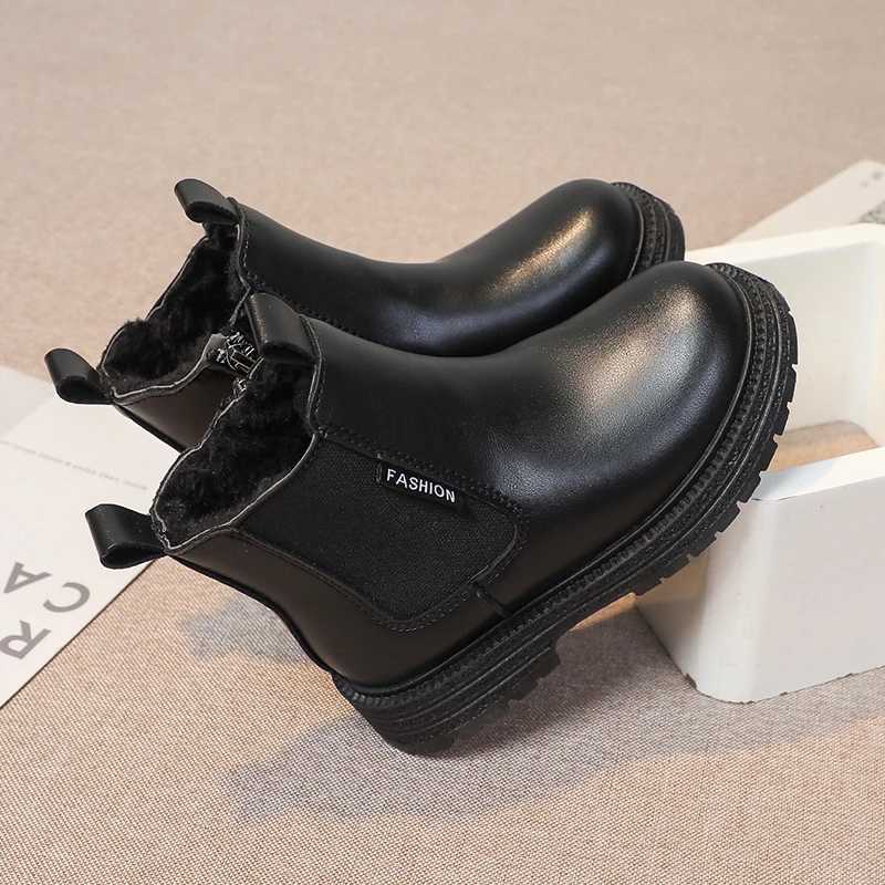 Kids Chelsea Boots for Girls 2025 New Winter Kids Ankle Boots Soft Sole Plush Breathable Lining School Shoes for Girls BootsW251121