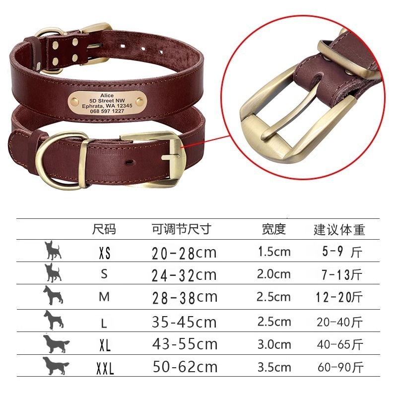 Personalized Dog Collar And Leash Set Real Leather Pet Collars Dogs Walking Lead Leash for Small Large Dogs Pitbull XXS-XL 240921