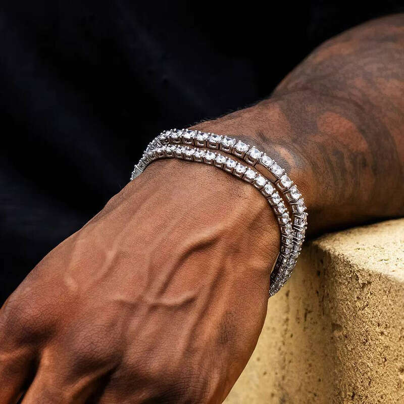 Fashion Jewelry Chain Necklace 14k White Gold Plated 5A moissanite Men and Women Tennis Bracelet