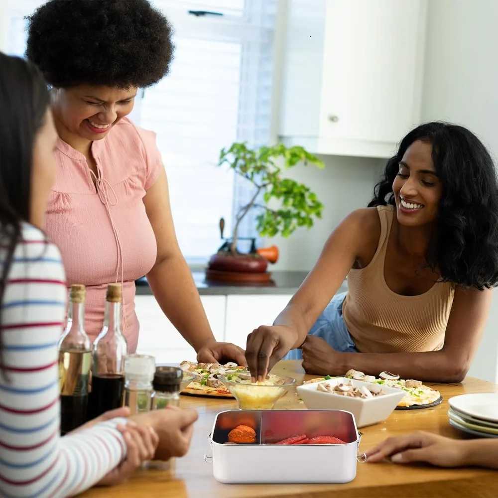 1200/2400ml Lunch Box 304 Stainless Steel Bento Box Metal Food Storage Container with Locking Clasp Suitable for Work and SchoolM251121