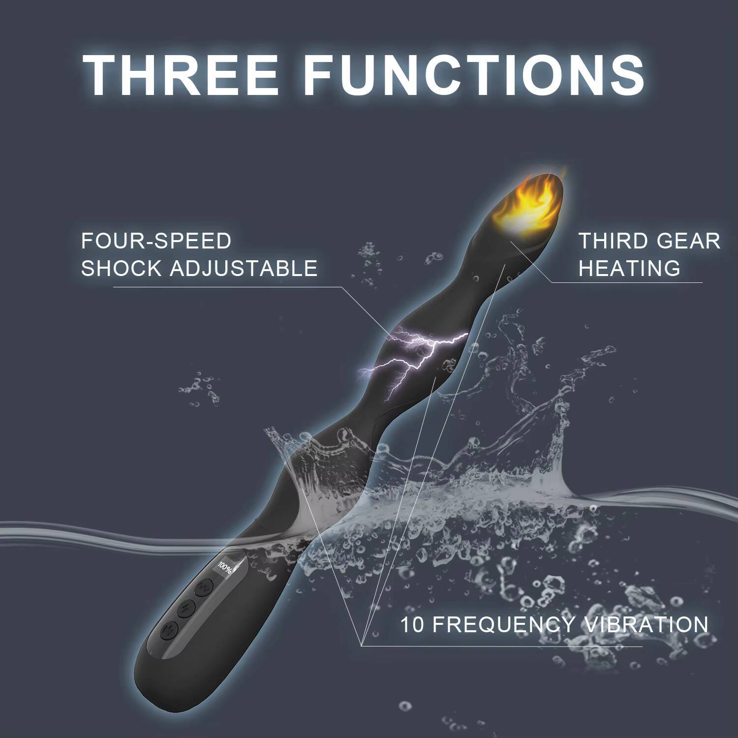 SEXBAY Silicone Massager Stick Vibrator Heating Electric Shock Multi-function Adjustable Female Prostate Vibration Male Massage