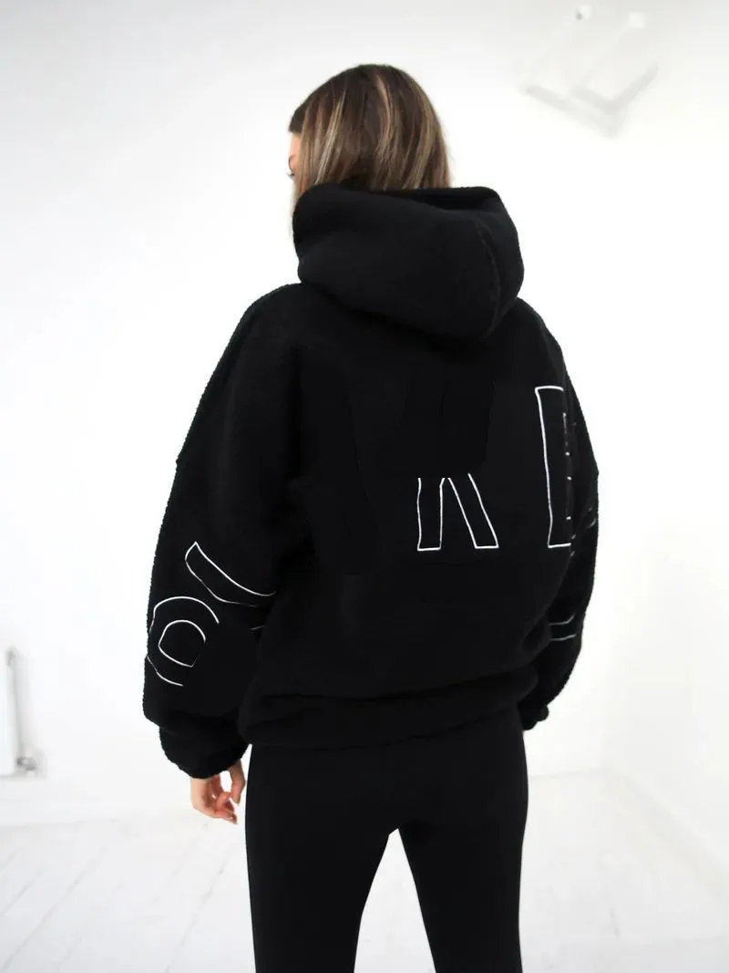 Women's Designer Polar Fleece Hoodie Casual Warm Granular Velvet Yoga Sport Pullover Baggy Fashion Versatile Letter Printed Chic Sweatshirt