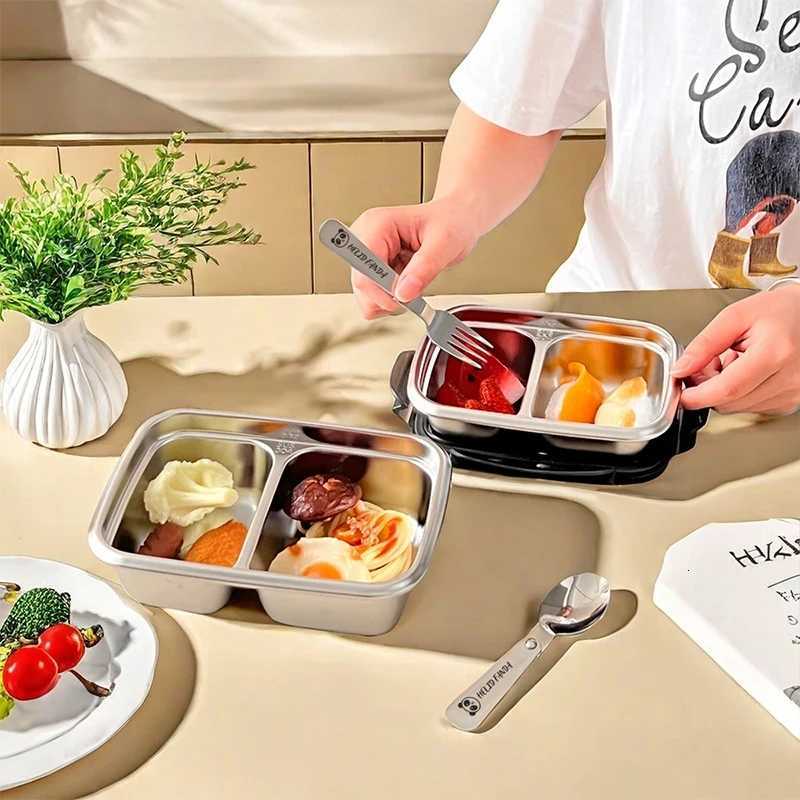 WORTHBUY Portable Lunch Food Container Students Kids 304 Stainless Steel 304 Stainless Steel Sealed Divided Bento Lunch BoxM251121