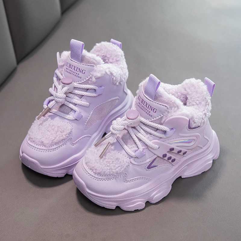 Fashion Winter Children Shoes Girls Plush Sneaker Luxury Kids Outdoor Cotton Shoes Outdoor Sports Girls Platform Ankle BootsW251121
