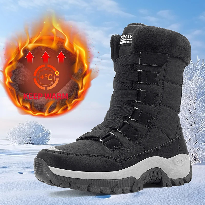 Woman Winter Snow Boots Warm Lengthening With Wide Toe and Adding Velvet Inside Keep Thick Soled Shoes Nonslip 251121