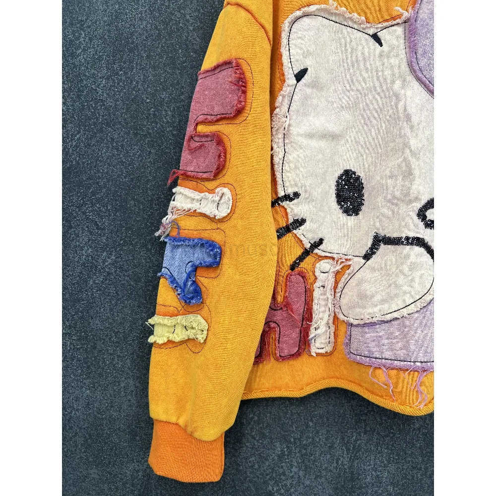 Sanrio Hello Kitty Plus Size Womens Sweatshirt 2025 - Oversized Color Block Crop Top H251121