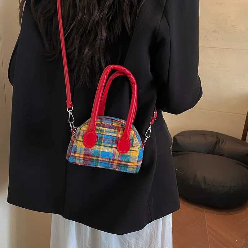 Womens Bag 2025 New Trendy Retro Color Blocked Western-style Handbag Fashionable Plaid Single Shoulder Crossbody BagsT251121