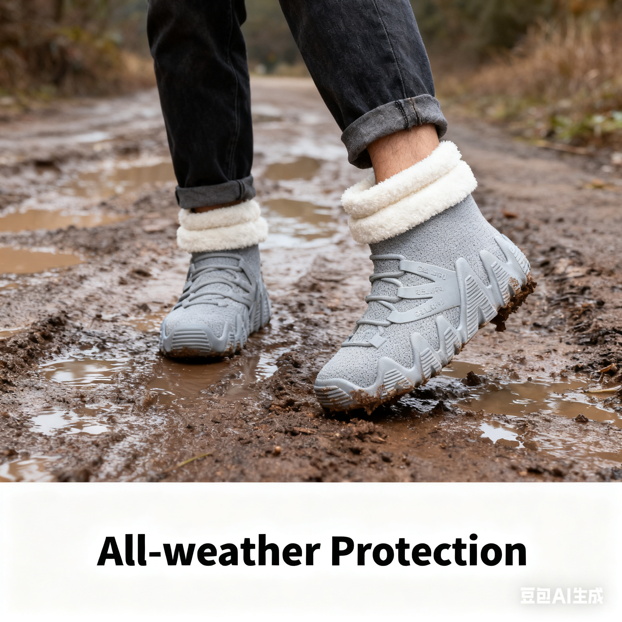 mens lowtop waterproof odorresistant slipresistant rain boots constructiongrade durable work shoes fleecelined removable winter footwear