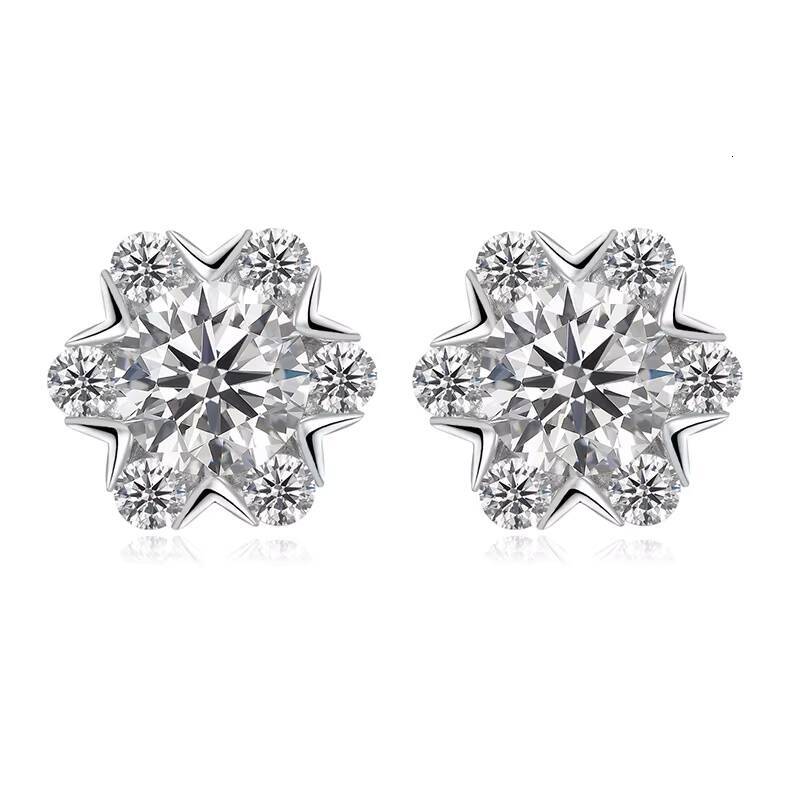 925 Sterling Silver Moissanite Snowflake Stud Earrings Original Fine Jewelry for Women Perfect Gift for Your Girlfriend