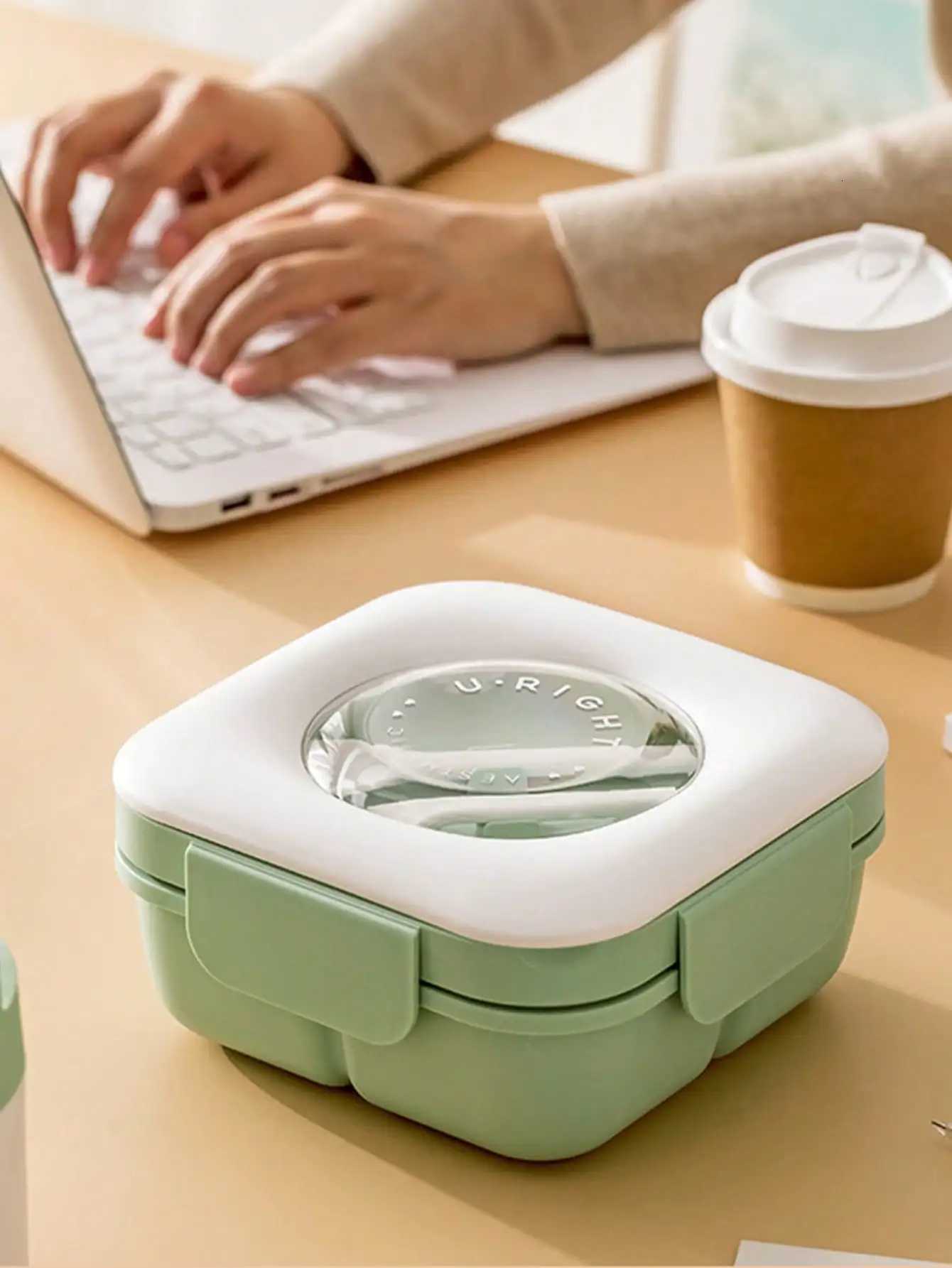 1pc Large Capacity Plastic Lunch Box With Fork Spoon Reusable Microwave Oven Bento Box Leakproof Food Container Portable FruM251121