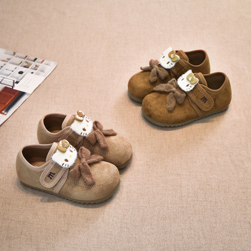 New designer leather shoes, double cotton velvet children's shoes, winter new cartoon baby, little girl fashion princess shoes