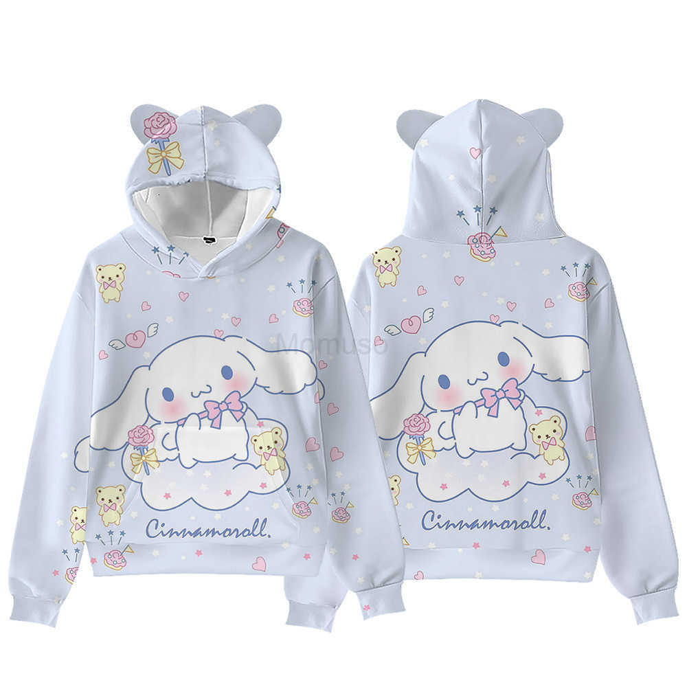 Sanrio 3D New Big-Eared Dog Cinnamoroll Cat Ear Hoodie Digital Print Hooded Sweatshirt for Adults and Children H251121