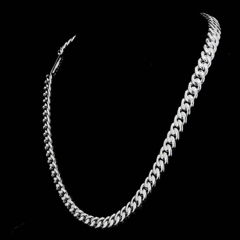 8mm Moissanite Cuban Chain Baguette Clasp Pass Test Pendant Necklace Cuban Link Chain Moissanite Clasp Cuban Chain