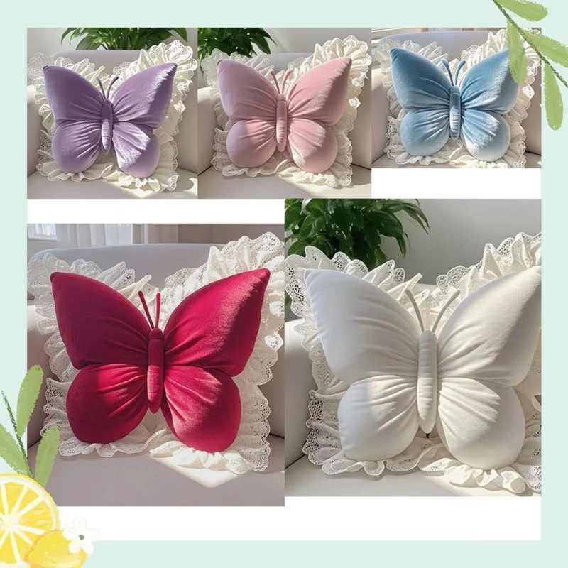 Ins Butterfly Princess Living Room Office Car Sofa Bow Lace Cushion Dopamine Home Room Cute Pink Decoration Soft Ornament C251121
