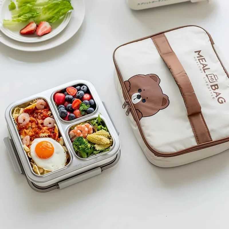 Stainless Steel Lunch Box Antibacterial Portable Large Capacity Divider Food Storage Container Lunch Box Household KitchenwareM251121