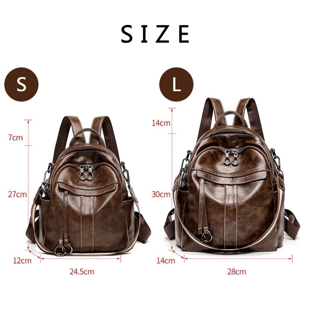 Genuine Leather Backpack For Women Casual Daypack Soft Fashion Shoulders Bag Waterproof Retro Mini Rucksack Girls Ladies
