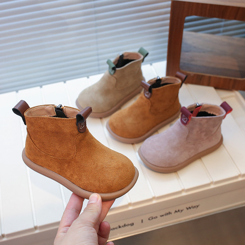 Autumn and winter luminous shoes, new retro cotton boots, fashionable trendy shoes, English solid color short boots, casual children's shoes