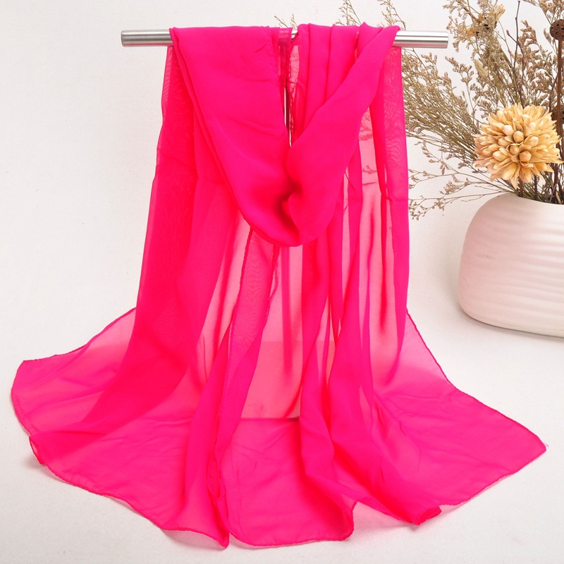 K466 Summer solid color sunscreen silk scarf chiffon long scarf oversized shawl imitation silk silk beach towel factory direct sales