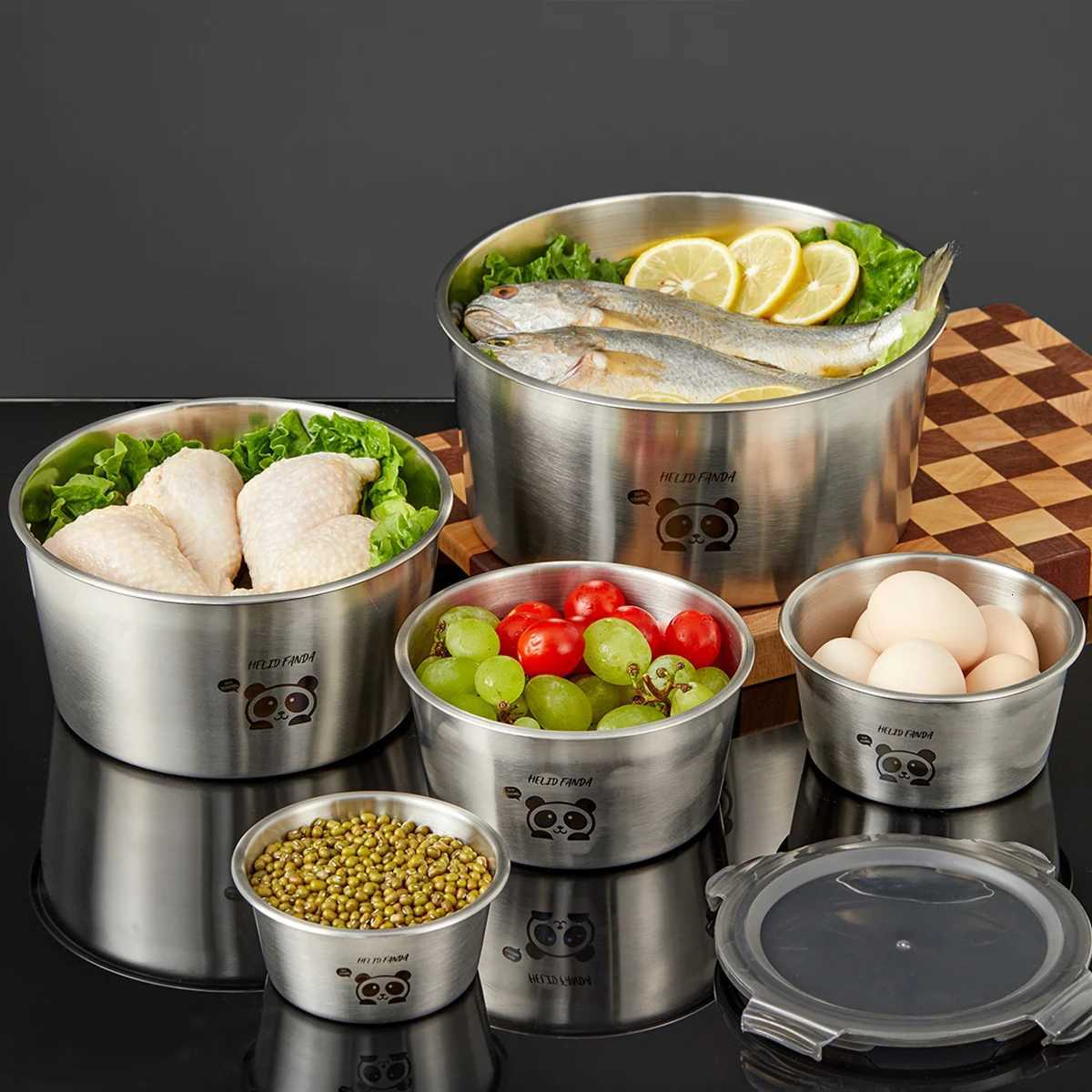 WORTHBUY 304 Stainless Steel Sealed Food Container Stackable Fridge Fruit Vegetable Meat Fresh-keeping Box MicrowaveOven SafeM251121