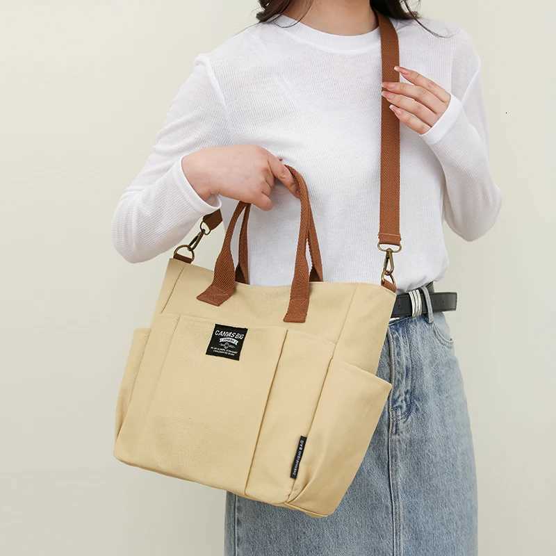 Womens Tote Bag Casual Canvas High Quality Shopping Female Crossbody Schoolbags Solid Shoulder Shopper Bags For Women HandbagT251121