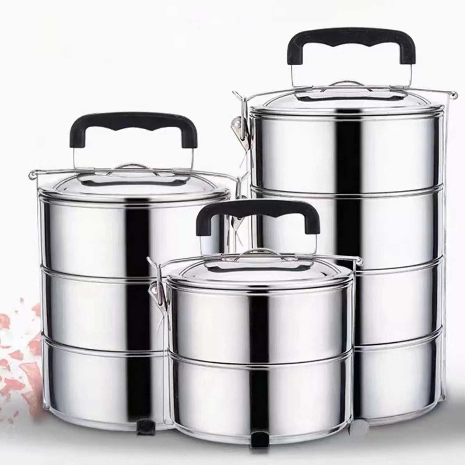 2/3/4 Layers Stainless Steel Lunch Box Lunch Container Heatable Portable Lunch Box Outdoor Thickened Large Capacity PotM251121
