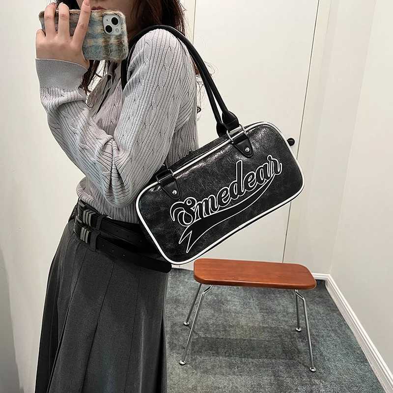 MOODS Bowling Shoder Bags For Wen Letter Print Solid Color Lg Handle Bost Bag 2025 Lat Luxury Designer Handbags Y251121