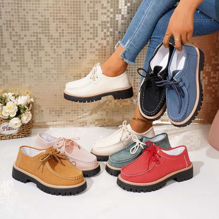 Large Size Platform Heel Cross Strap Casual 2025 Autumn New Round Toe Outdoor Women's Shoes