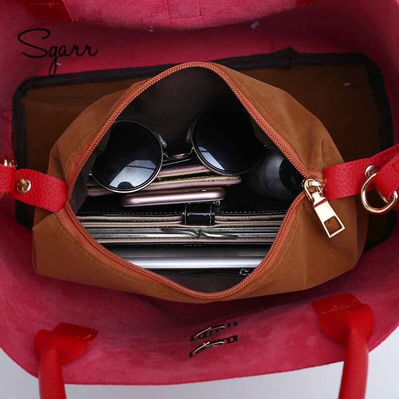 SGARR Black Red Bucket Crossbody Single Shoulder Female Handbag Designers Messenger Bag Women Mother Bags Bag