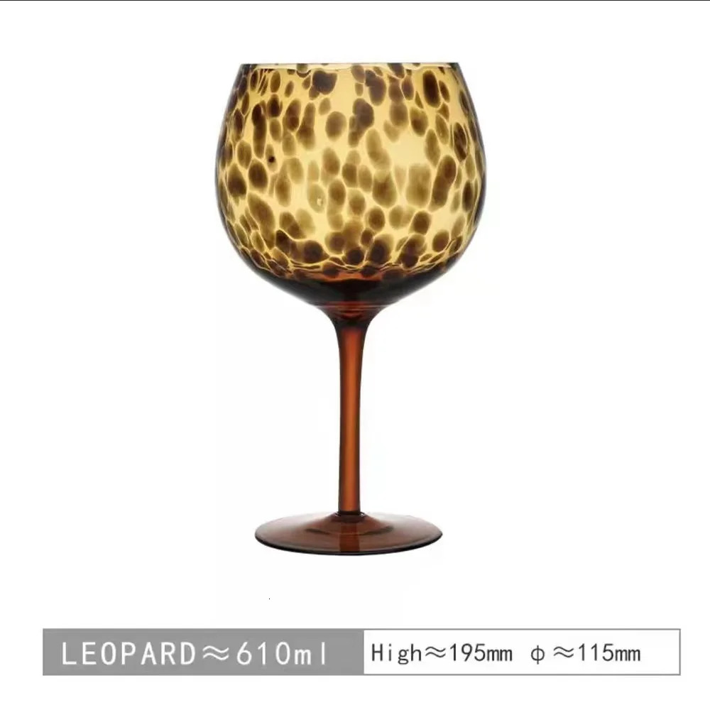 Vintage Leopard Goblet Crystal Glass Wine Glass Cup Round Belly Antique Glasses Cocktail Whiskey Glasses Barware Drinkware Cups 251120