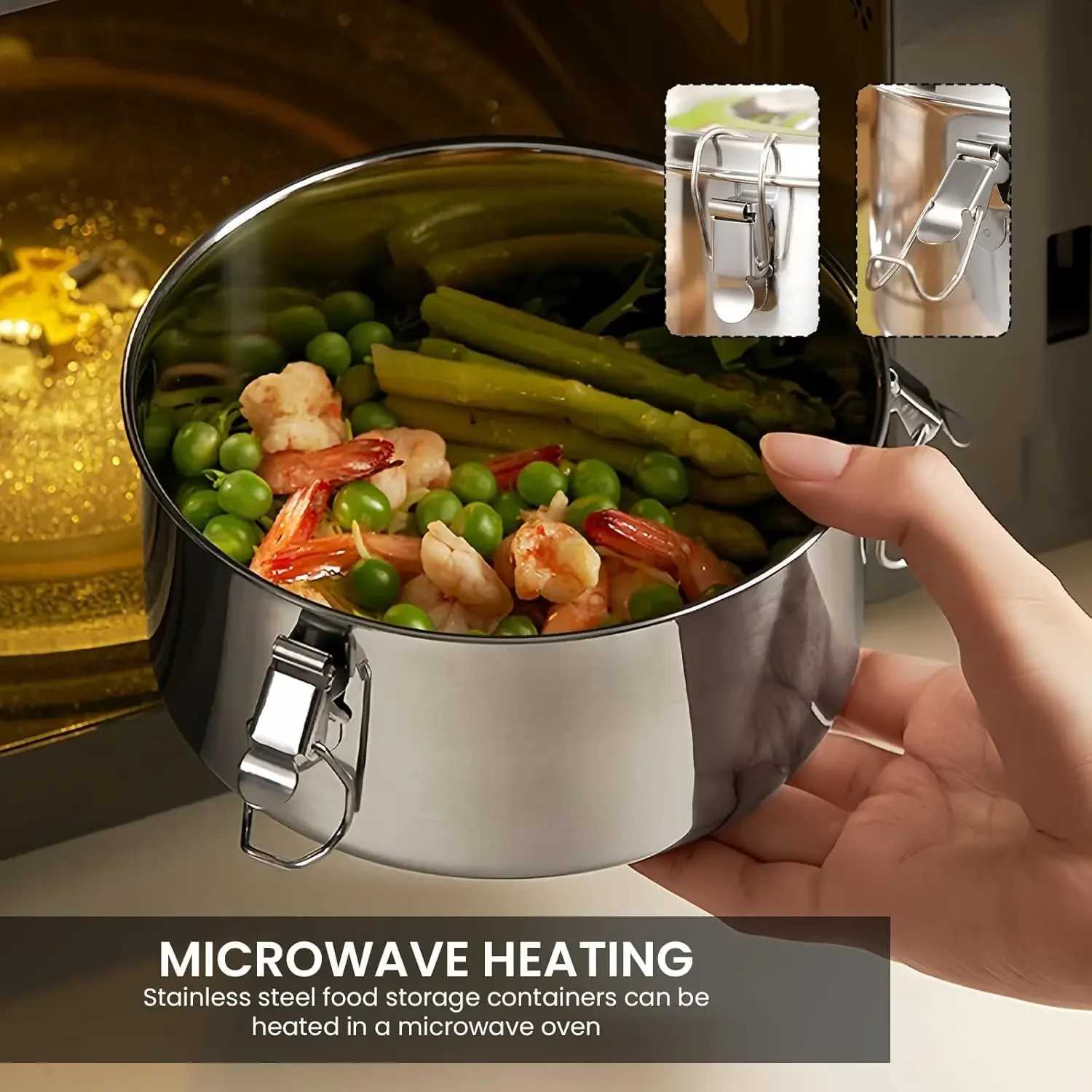 Stainless Steel Portable Lunch Box with Lid Leak-Proof Bento Boxes Food Storage Container Camping Picnic Bowl Salad ContainersM251121