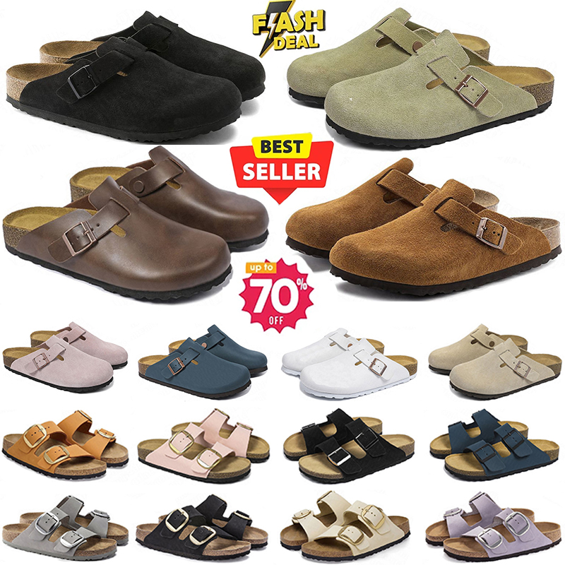 2026 Designer Summer Slippers Black Suede Leather Slide Taupe Beach Sandals Casual Slippers Men Women Outdoors Shoes Sandals