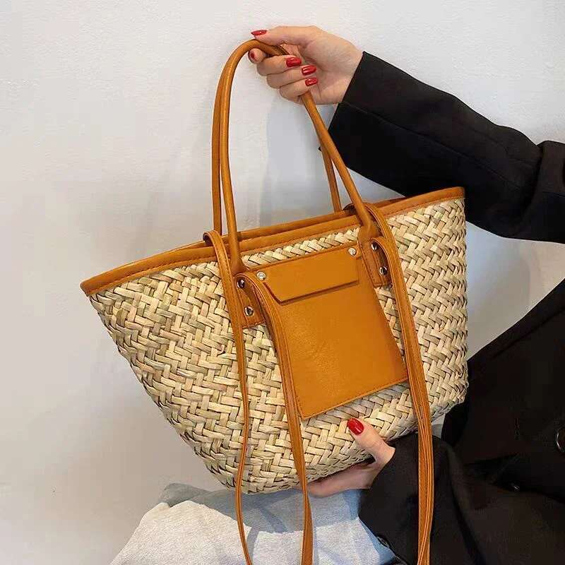 Designer bag handbags women new arrival PU leather shoulder bag crescent shape stylish minimalist chic vintage elegant everyday tote casual Straw Beac