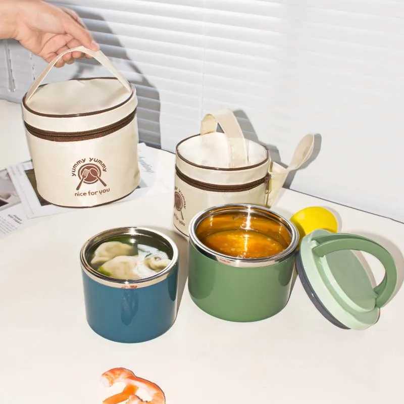 Insulated Stainless Steel Food Thermal Jar 630/1000ml Soup Thermos Container Lunch Box for School Children Keeps HotM251121