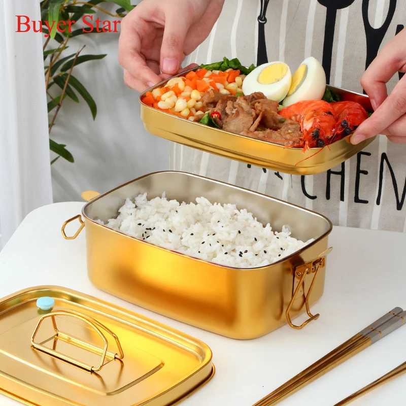15L 304 Stainless Steel Lunch Box Double Layers Bento Food Container Snack Storage Thermal Metal Box Stock DinnerwareM251121
