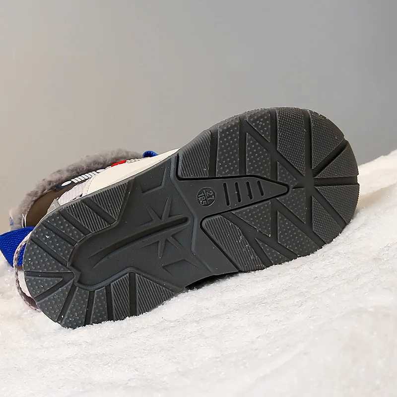 Childrens Snow Boots 3-18 Years Old Beige Padded Thickened Boys Girls Cotton Shoes Winter New High-top Kids Short Cotton BootsW251121