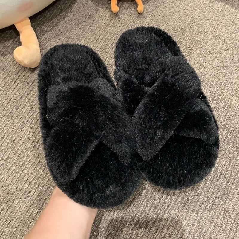 Winter New Kids Open-toe Slippers Solid Color Versatile Girls Home Cotton Shoes Fashion Warm Fluffy Children Fur Slippers SoftW251121