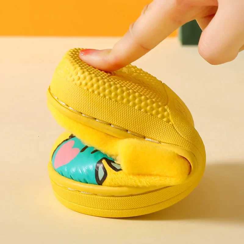 Cartoon Dinosaur Winter Warm Slippers for Kids Boys Girls Non-slip Thickness Soft Soled Slippers for Children Home Plush ShoesW251121