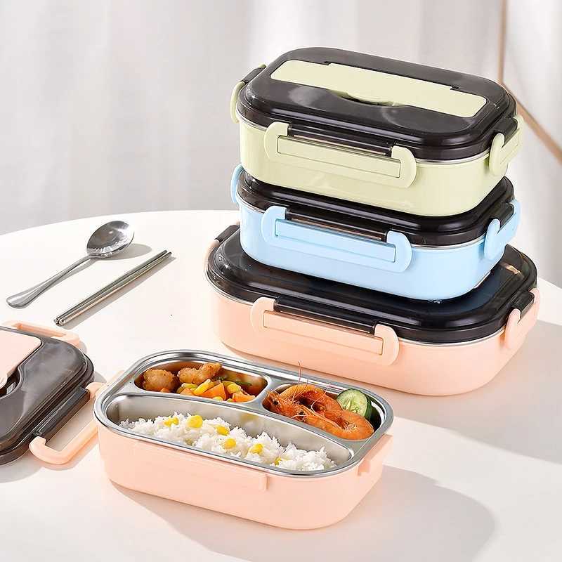 Stainless Steel Bento Box Lunch Tableware Bento Box Insulated Leakproof Food Container Lunch Box Japanese Food Warmer TablewareM251121