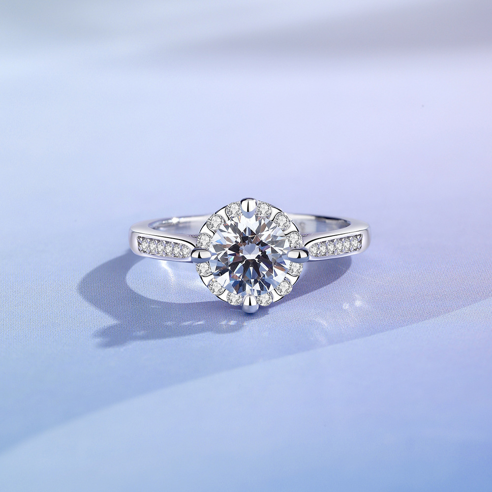 TaiYang 2025 Winter New 1ct Moissanite Four-Prong Floral Ring for Women, Luxurious 925 Sterling Silver Wedding Engagement Diamond Ring with Moissanite