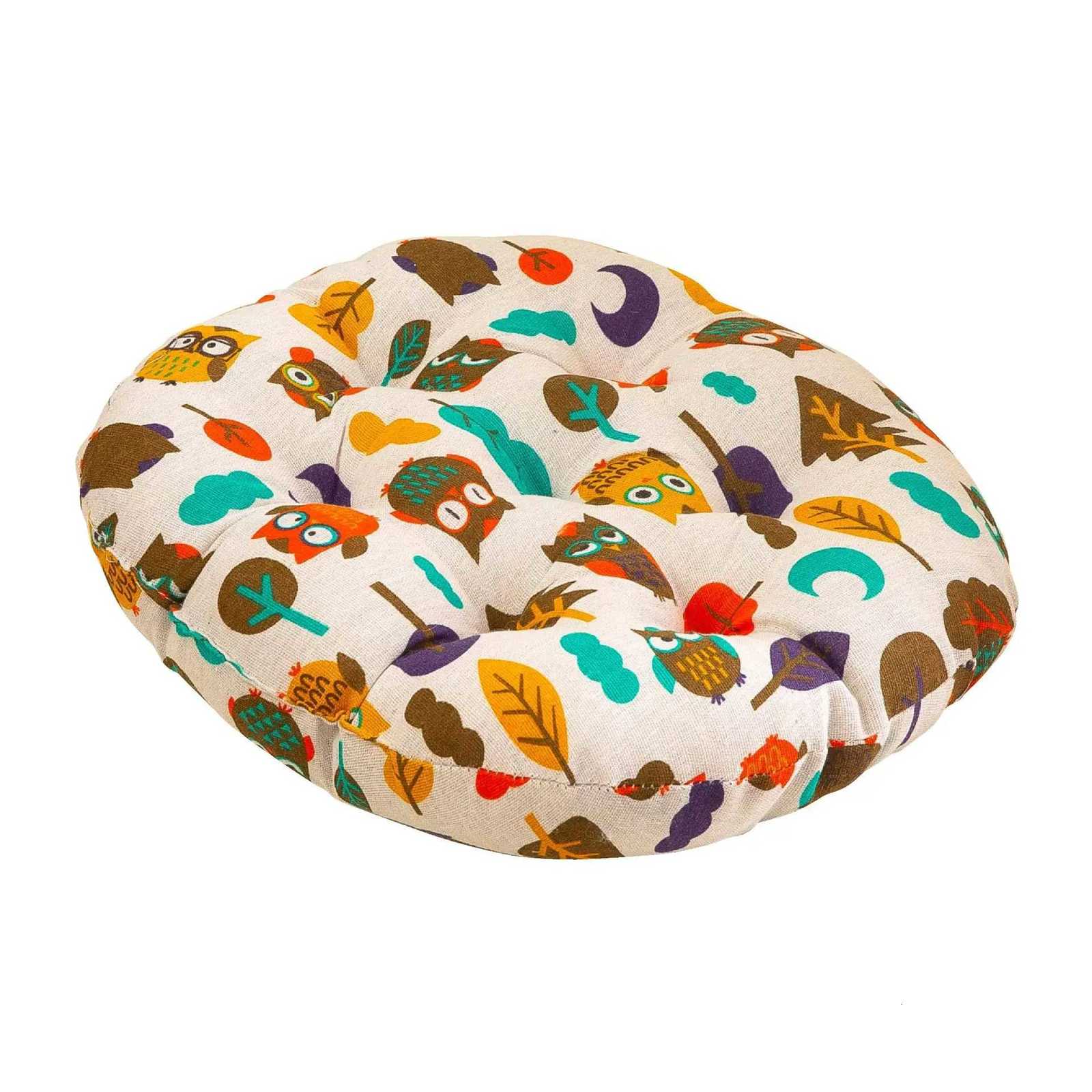 Cotton and Linen Round Seat Cushions Simple Cartoon Thickened Four Seasons Student Office Dormitory Restaurant Chair Cushions C251121