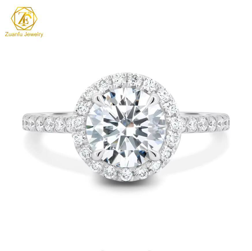 Mossanite Diamond Engagement Rings Woman 9K 10K 14K 18K Yellow Gold Jeweler 1ct Round Moissanite halo Ring