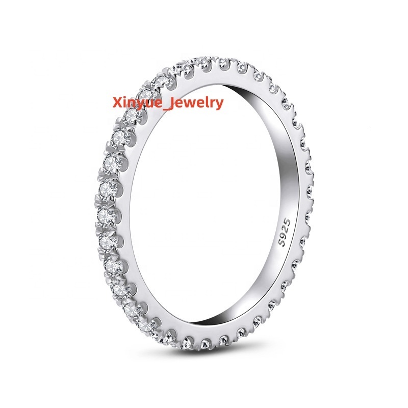High Quality Eternity Moissanite S925 Sterling silver Jewelry Wedding Band Ring Stackable 20MM Full Eternity Ring