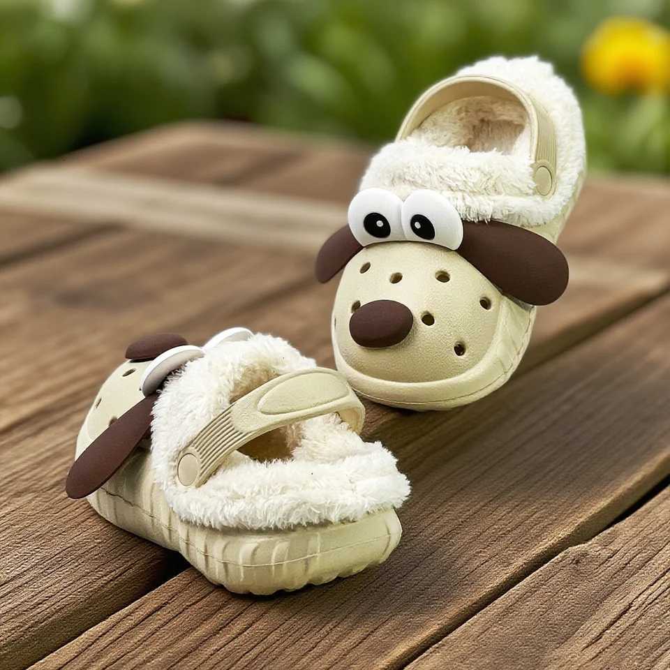 2025 new autumn and winter cotton shoes big ear dog cotton shoes cotton slippers with plush insulation soft soled shoesW251121