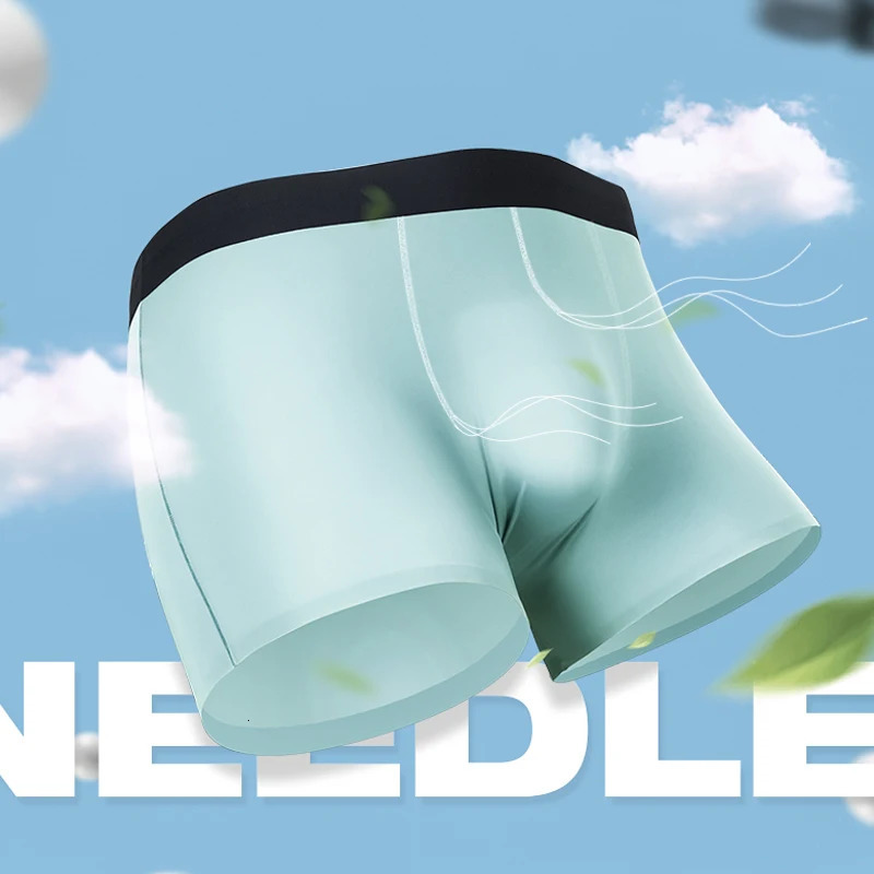 Mens underwear mens ice silk 3D molded boxer seamless thin boxing shorts summer breathable 250417