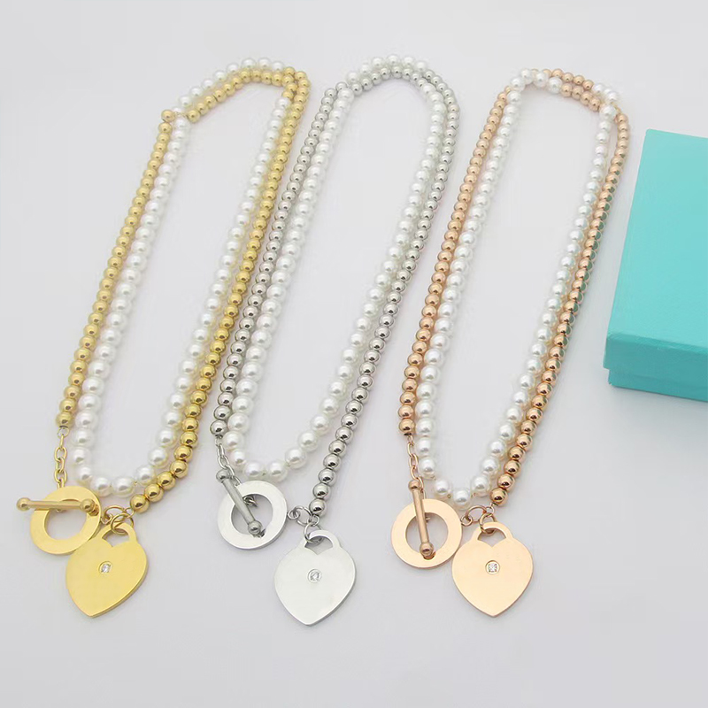 2025 Luxury Brand T Necklace Classic pearl Necklace Fashion Charm Stainless Steel Designer Necklace Women's 18k Gold Pendant Necklace