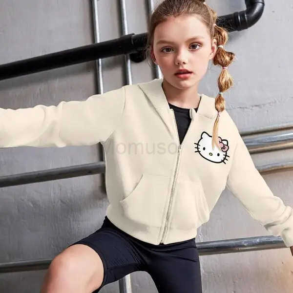 Sanrio Kids Zipper Hoodie Kawaii Hello Kitty Cartoon Anime Boys Girls Sweatshirt Cute Kitty Harajuku Fashion Zipper Style Hoodies Coat H251121