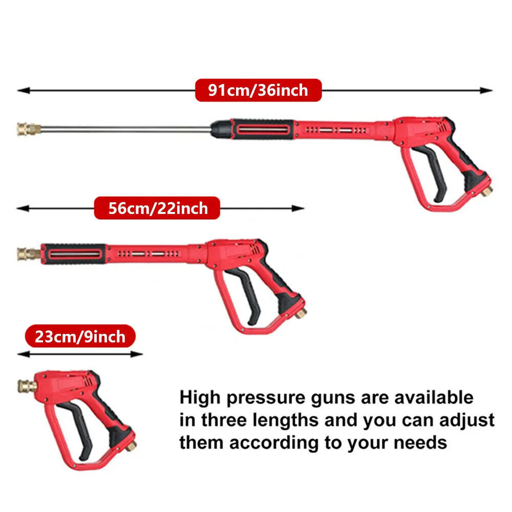 High Pressure Washer Gun, 4000 PSI Power Washer Spray Gun with Extension Wand, M22-14,15mm Inlet & 1/4'' Outlet, 5 Nozzle Tips