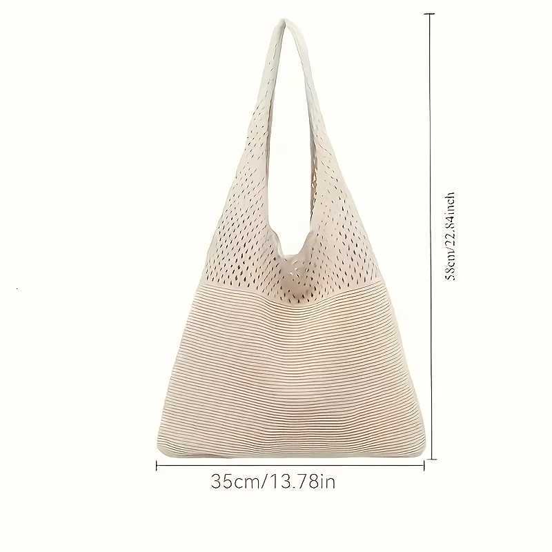 Designer Knitted Handbags For Women Large Capacity Tote Bag Summer Beach Big Purse Casual Hollow Woven Shoulder Bags Female PackT251121