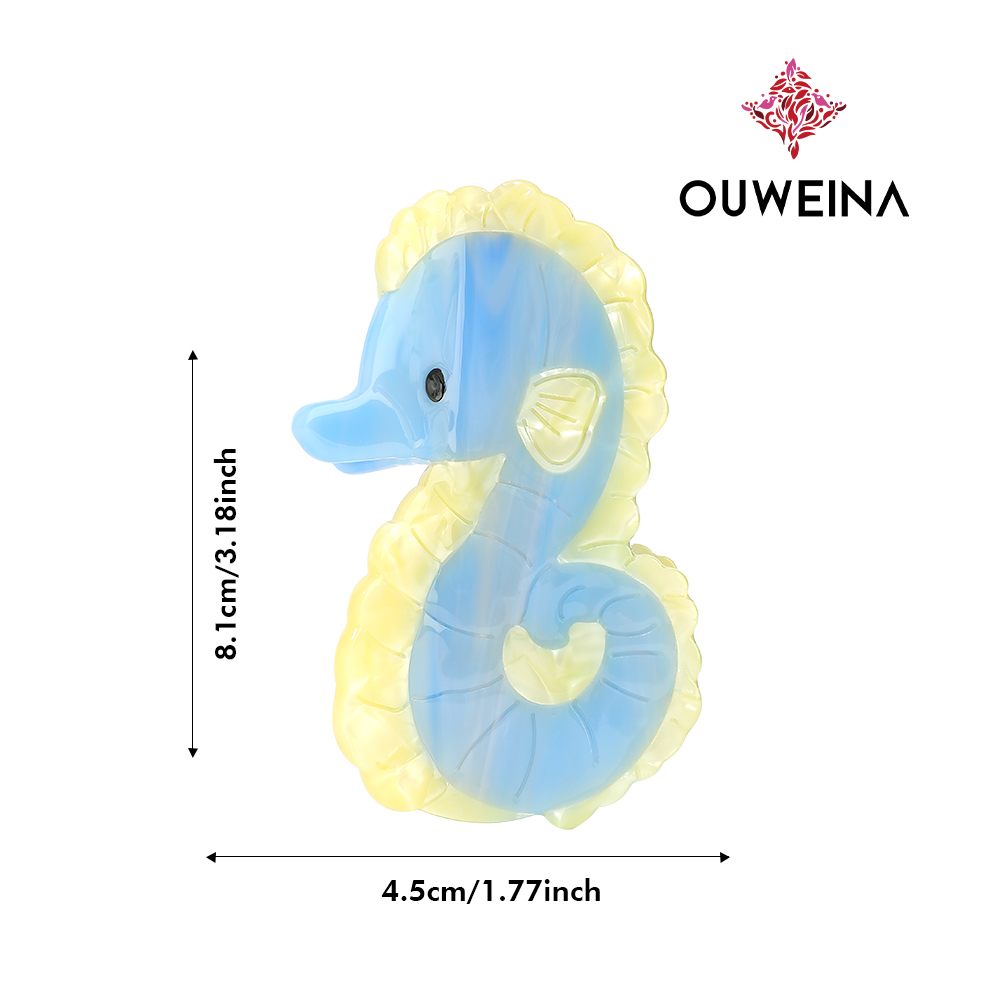 Personalized niche acetate grab clip original design style seahorse DW00360 cute animal hair accessories high ponytail clip