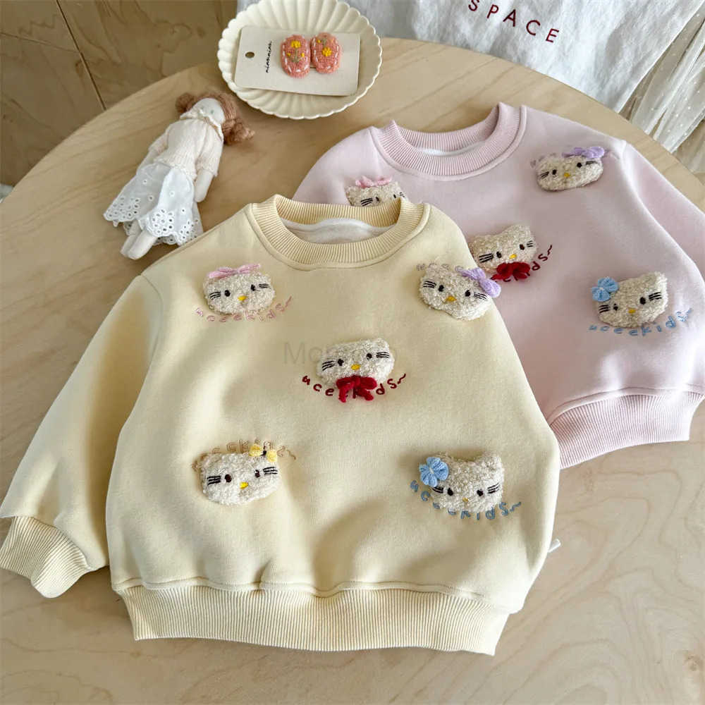 Sanrio Hello Kitty Girls Sweatshirt Fall and Winter Cartoon Cute Princess Top Childrens Fashionable and Sweet Casual Wear H251121